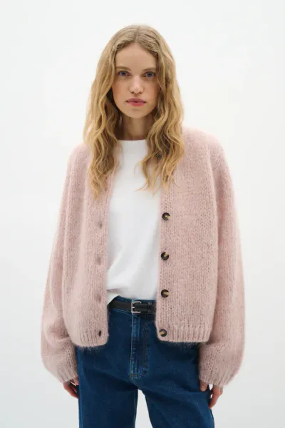 Cardigan Jetra Mohair Dusty Blush In Wear 