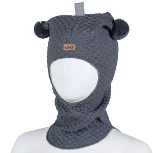 Hovedbilde Balaclava Ull Bobbles Slate Grey Waffel Knit ...