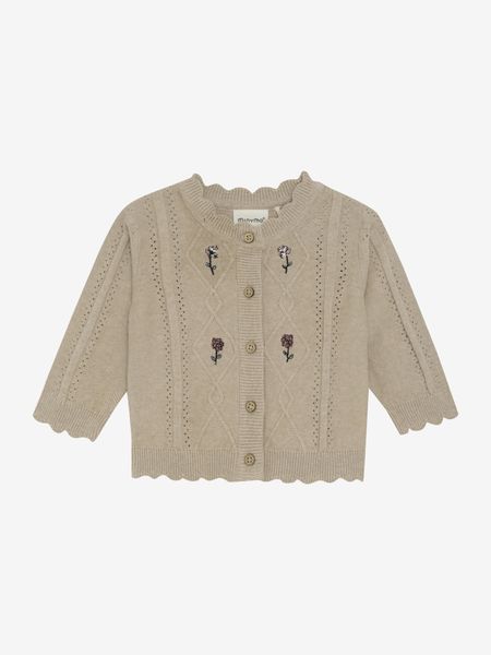 Cardigan Knit Flower Beige Melange Minymo