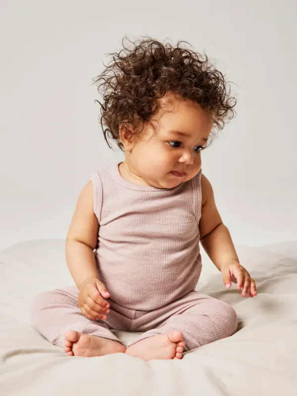 Wax Wool Leggings Rib Violet Ice Name It