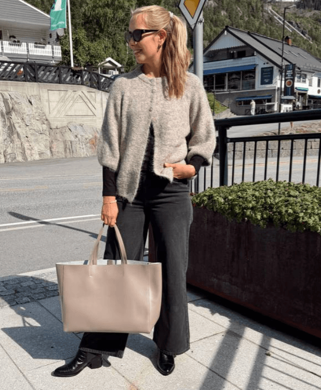 Cardigan Vibows 3/4 Knit Natural Melange VILA