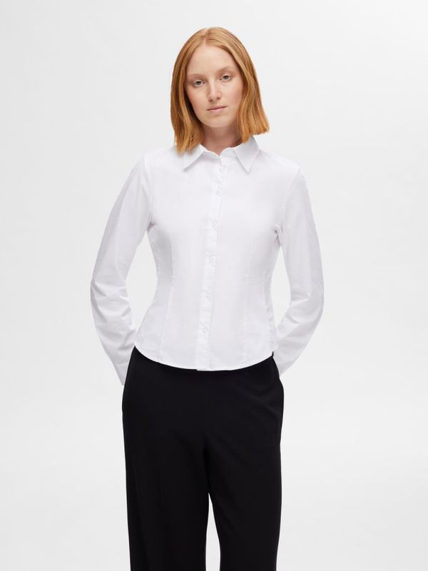 Amira LS Fitted Shirt Bright White Selected Femme