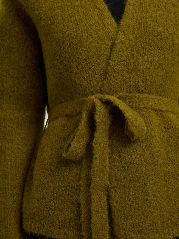 Gabella LS Knit Belt Cardigan Fir Green Selected Femme