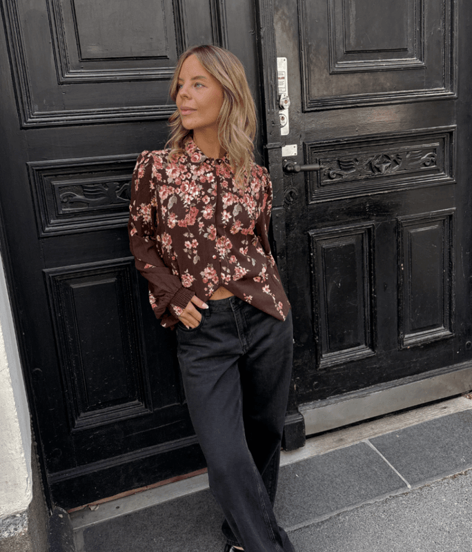 Vielma Bai LS Shirt Coffee Bean Flowers VILA
