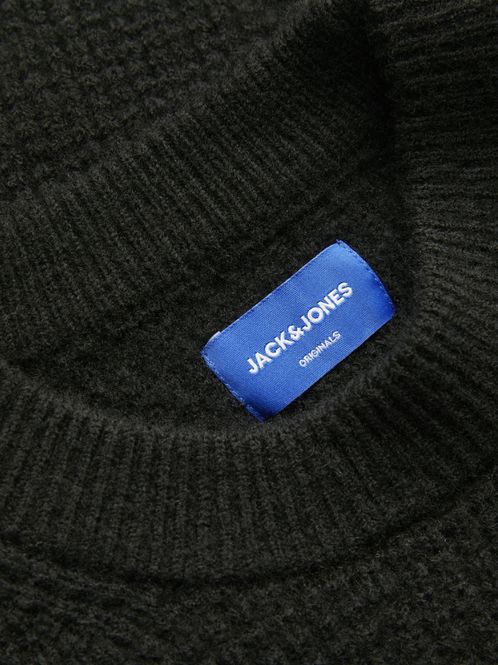 Hovedbilde Jorollie Waffle Knit Crew Neck Black Jack & Jones