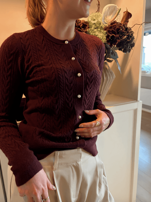 Vikerry Cable LS Knit Cardigan Port Royale VILA