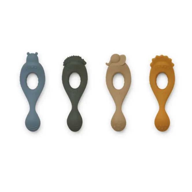 Hovedbilde Liva Silicone Spoon 4pk Safari/Blue Multi Mix ...