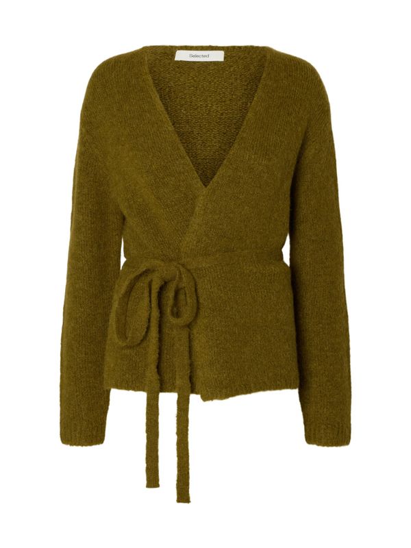 Gabella LS Knit Belt Cardigan Fir Green Selected Femme