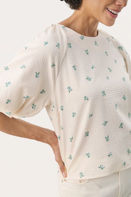 Hovedbilde Estermarine Bluse Kortermet Green Bouquet Print ...