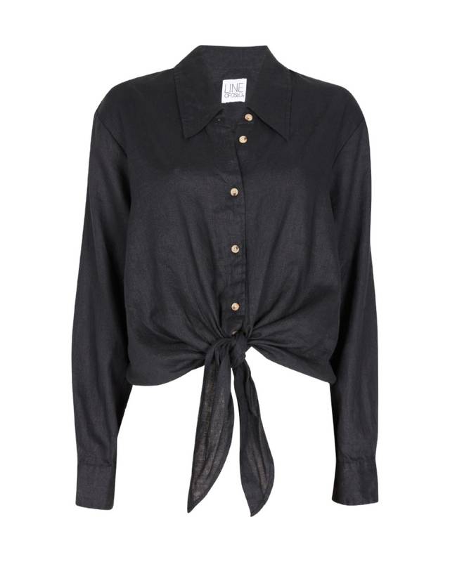 Venus Linen Blouse Black LineOfOslo