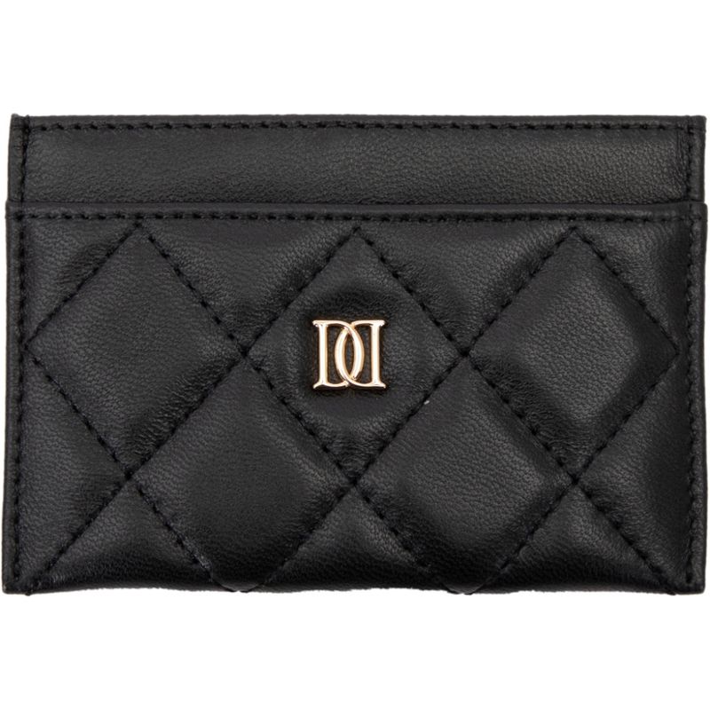 Leather Quilted Card Holder Black DARK
